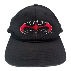 Vintage Batman Logo Hat Cap Black Red Snapback Adjustable 1997 Robin‎ DC Comics